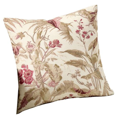 Pottery Barn Vintage Islands Tropical Scenic Emb Cushion Cover 56cm Ivory